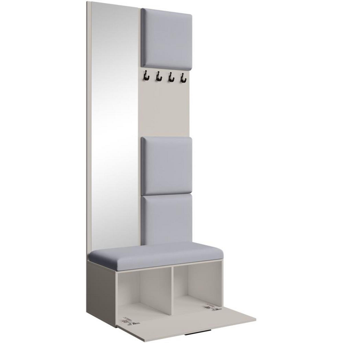 GARDEROBE Margaret III 81/203/43 mit gepolsterten Paneelen - Kaschmir/Schwarz, Holzwerkstoff/Kunststoff (81/203/43cm) - Beautysofa