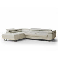 ECKSOFA MIT SCHLAFFUNKTION Concord Creme Samtstoff - Creme/Schwarz, Holz/Holzwerkstoff (203/277cm) - Maison de Reve