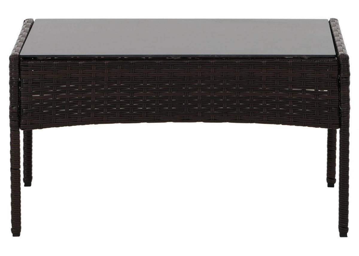 GARTEN-GARNITUR Poly-Rattan Braun - Braun, Metall - PROREGAL
