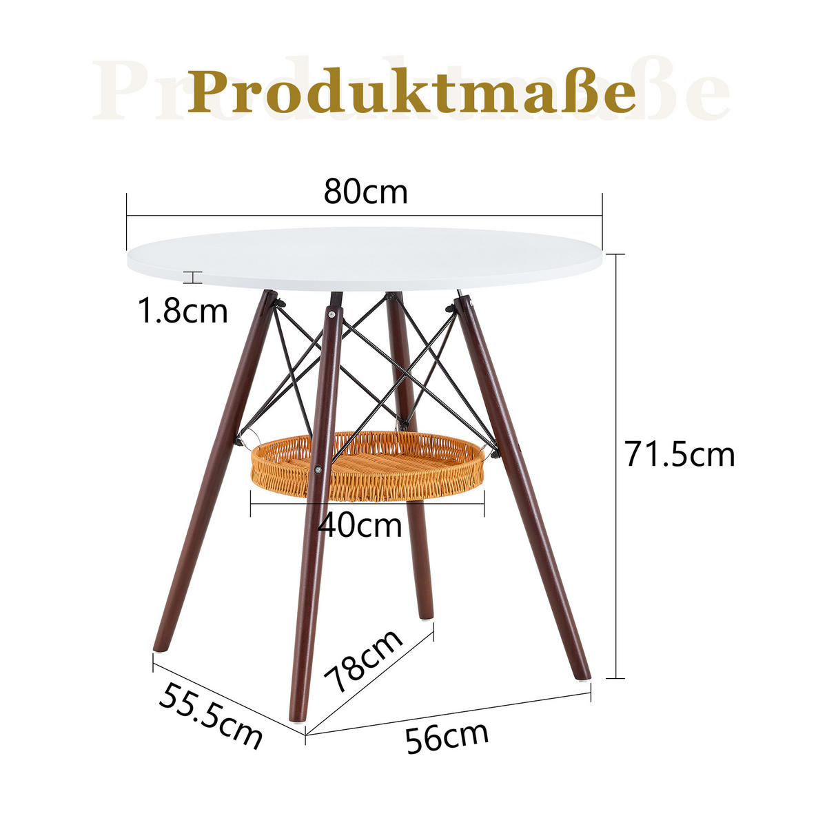 ESSTISCH Weiß 80/80/71,5 cm - Walnussfarben, Holz (80/80/71.5cm) - PANGIVO