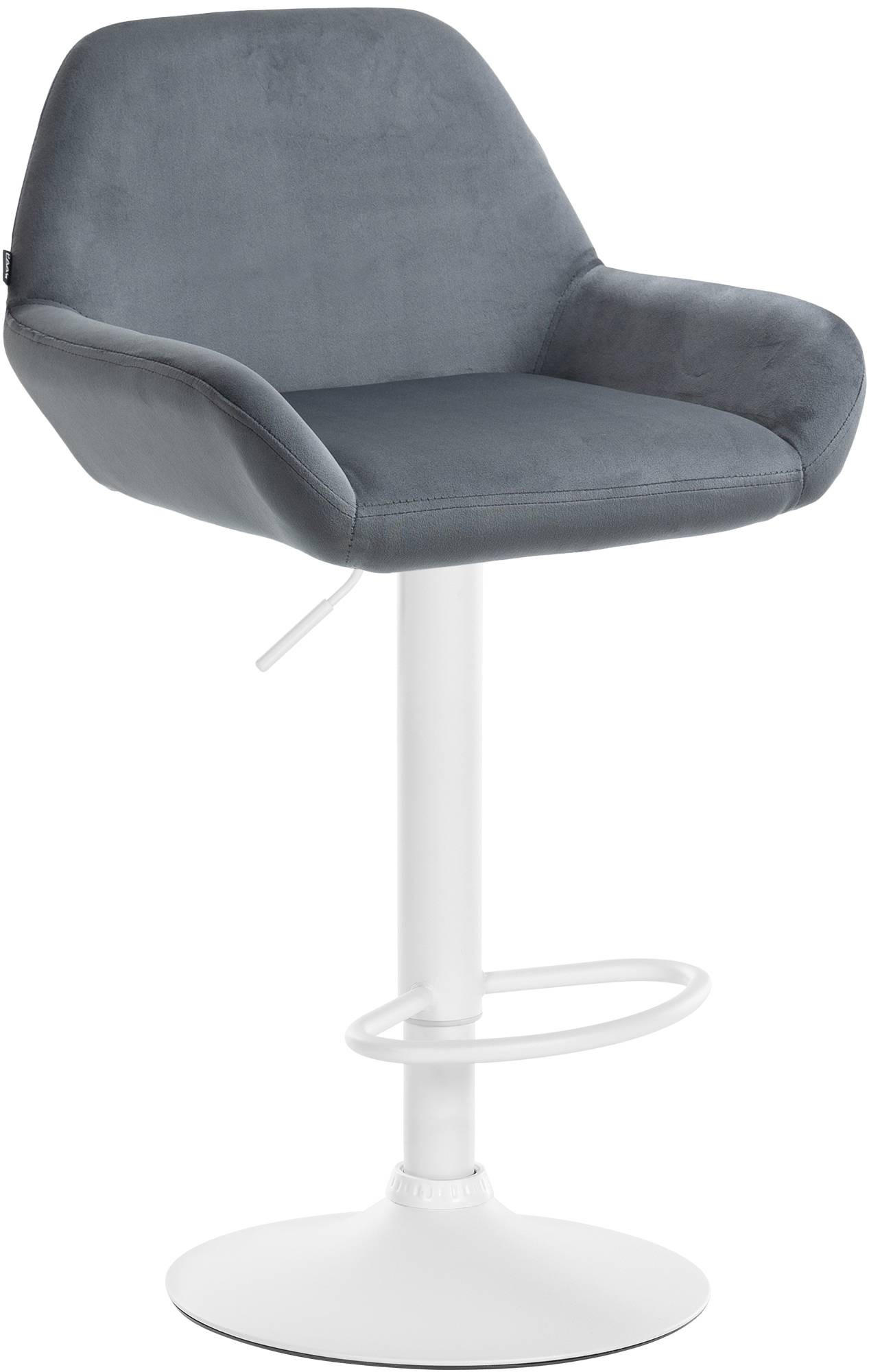 BARHOCKER DUBLIN Dunkelgrau Samt Weiß - Dunkelgrau, Textil/Metall (51/89/52cm) - DELUKE