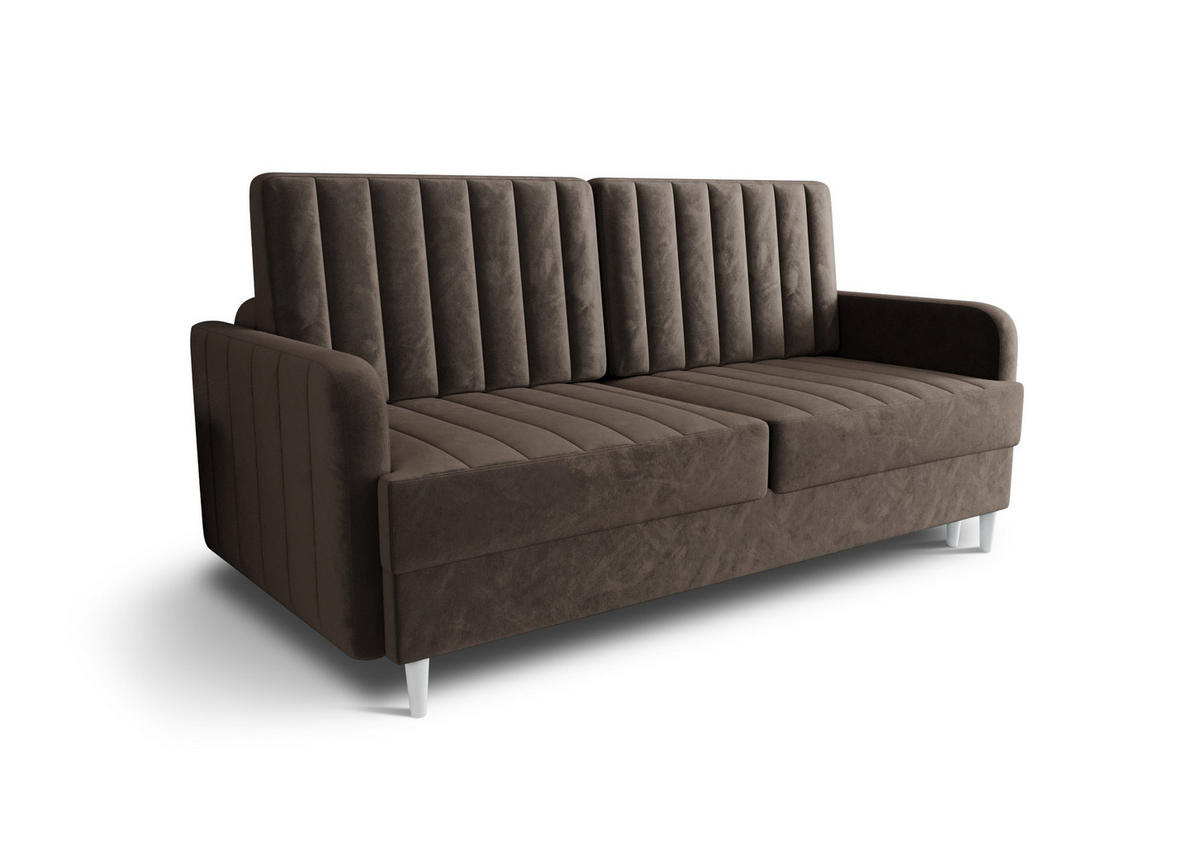 SCHLAFSOFA KONGO 08, Sofa mit Schlaffunktion, Farbe: Braun, Velourstoff - Braun, Textil (222/100/100cm) - O-Sofa