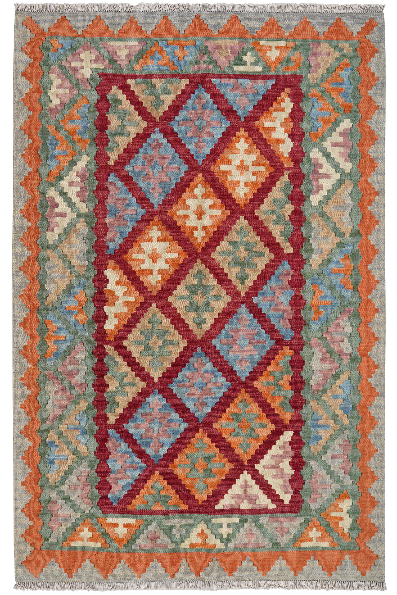 HANDWEBTEPPICH Kelim Gashgai Rot 187/122 cm Schurwolle - Rot, Textil (122/187cm) - Looma