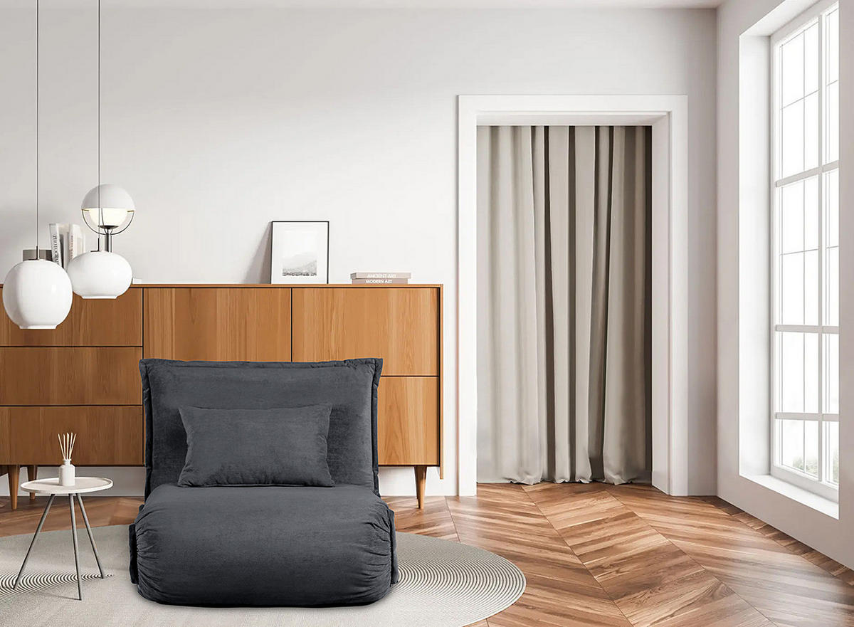 SCHLAFSESSEL - Anthrazit, Textil/Metall (100/73/85cm) - home24
