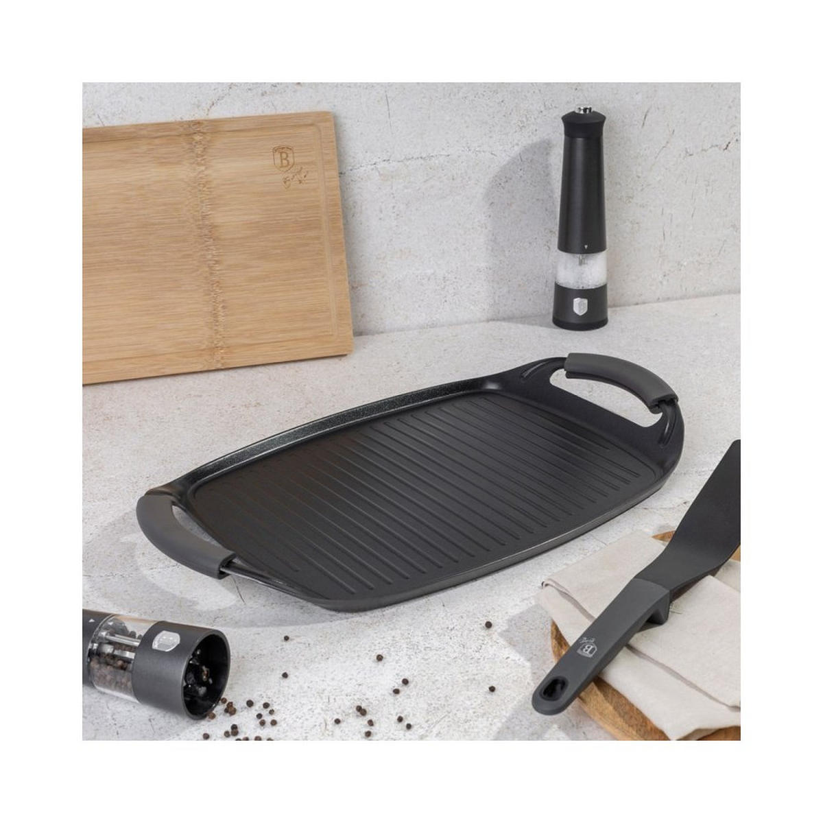 GRILLPFANNE Schwarz 42/29/2 cm BH8137 - Schwarz, Metall (42cm) - Berlinger Haus