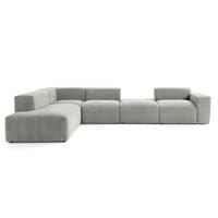 5-SITZER modulares Ecksofa HEAVEN SET 5 Links, Breite 380 cm Webstoff Grau - Schwarz/Grau, Holz/Kunststoff (380/245cm) - Muffo
