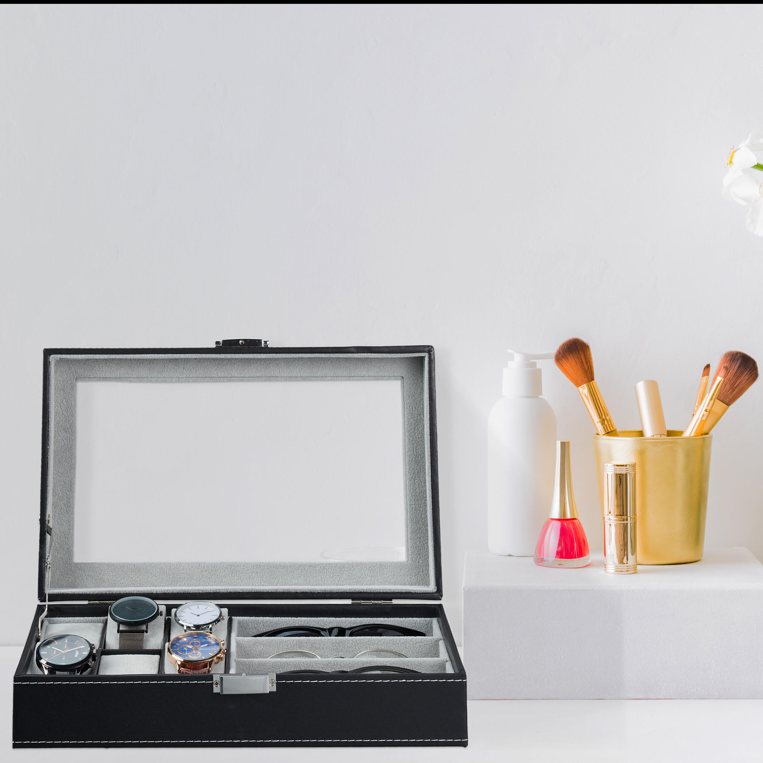 SCHMUCKAUFBEWAHRUNG - Multicolor, Holzwerkstoff/Kunststoff (33/9/20.5cm) - Relaxdays