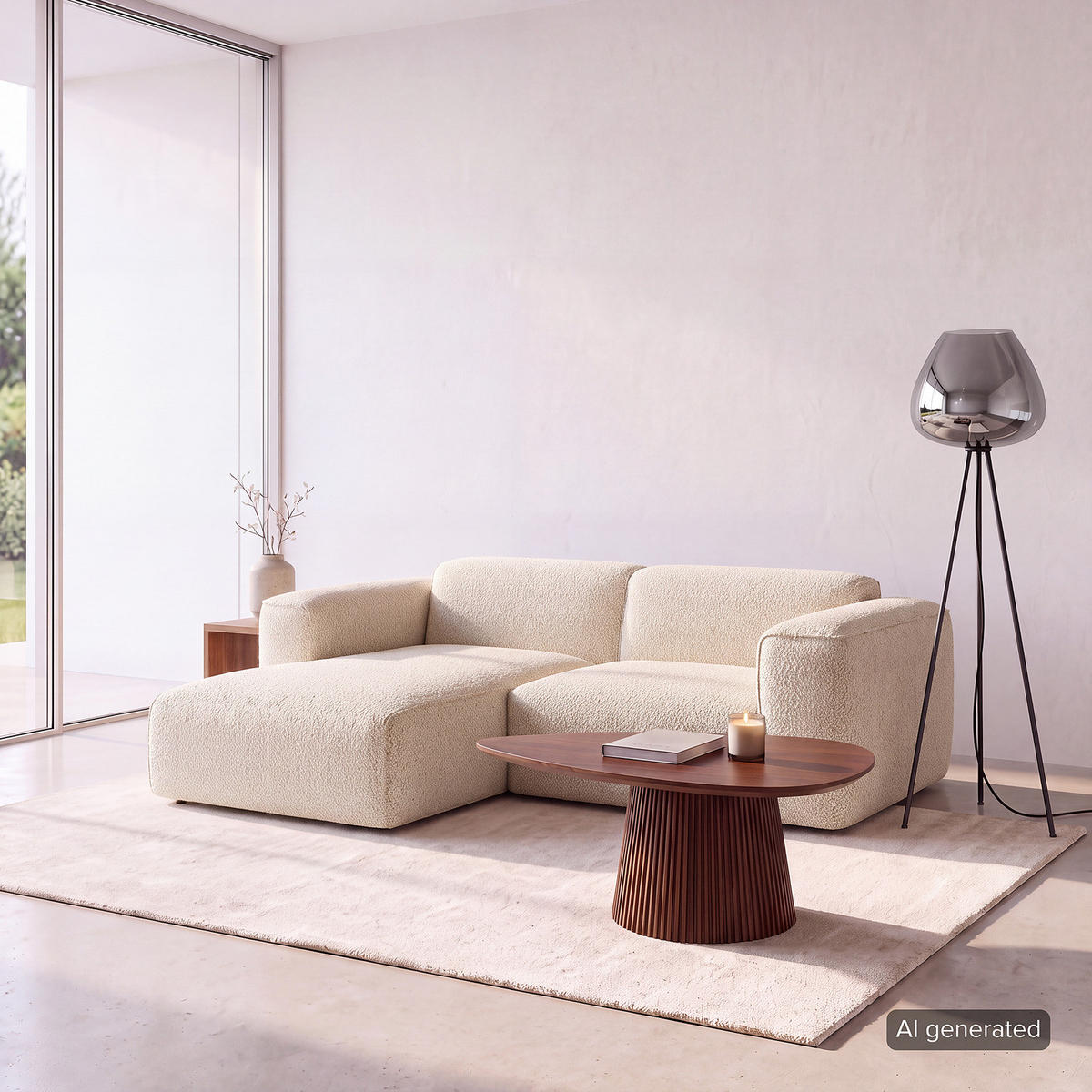 1,5-SITZER ECKSOFA mit Longchair - Beige/Schwarz, Kunststoff/Textil (260/173cm) - home24
