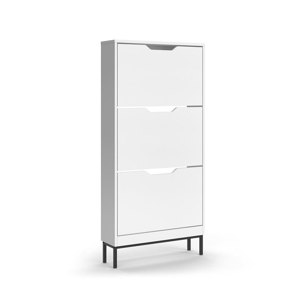SKOTIPPARE Luca, Vit, 59x123 cm med 3 lutbara fack 123/59/17 cm