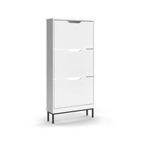 SCHUHKIPPER Luca, Weiß, 59 x 123 cm mit 3 Kippfächer - Weiß, Holzwerkstoff (59/123/17cm) - Vicco