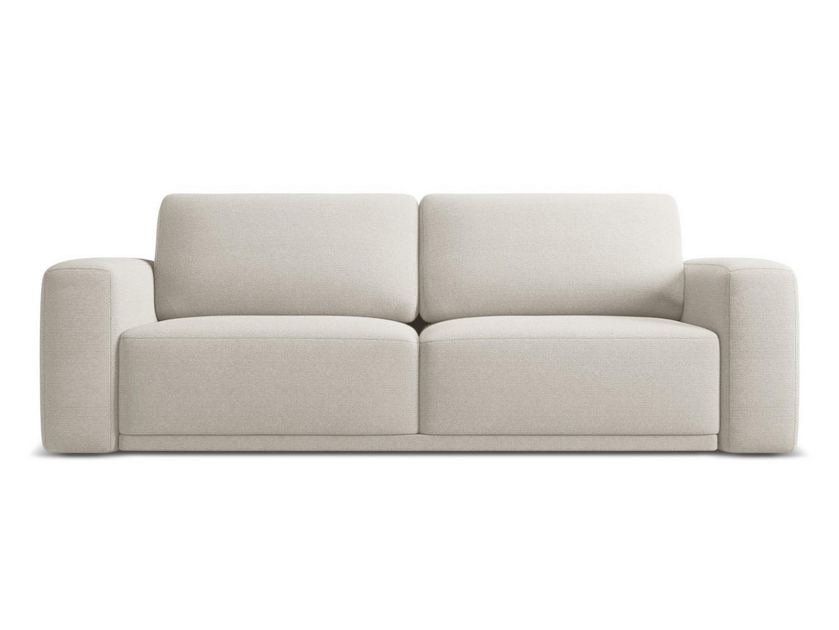 3-SITZER SOFA mit Schlaffunktion Chenille Stoff Grau - Silberfarben/Schwarz, Kunststoff/Textil (242/91/100cm) - Makamii