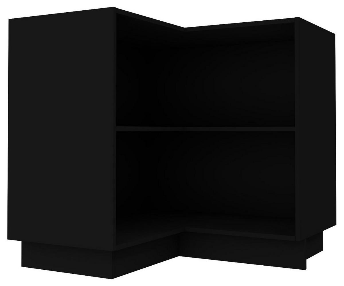 ECKUNTERSCHRANK Essen D12/90 Schwarz / Graphit Hochglanz 84 / 84 / 82cm mit Einlegeboden - Schwarz/Graphitfarben, Holz/Holzwerkstoff (84/82/84cm) - Feldmann-Wohnen