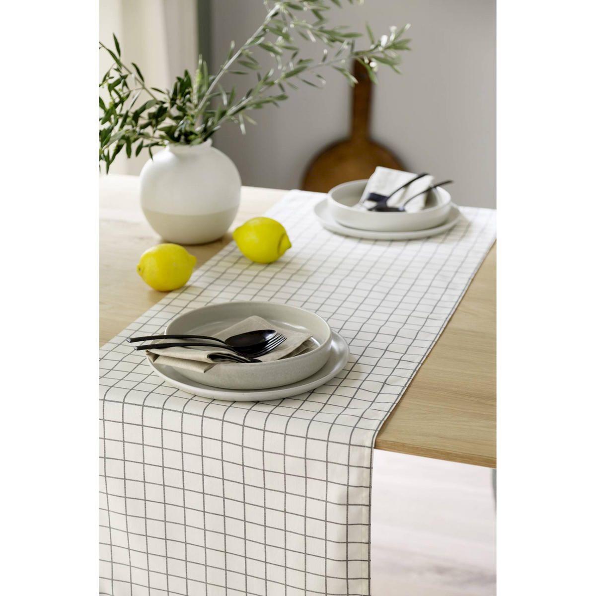 TISCHLÄUFER CHECK - Grau, Textil (150/40/0.5cm) - Schöner Wohnen