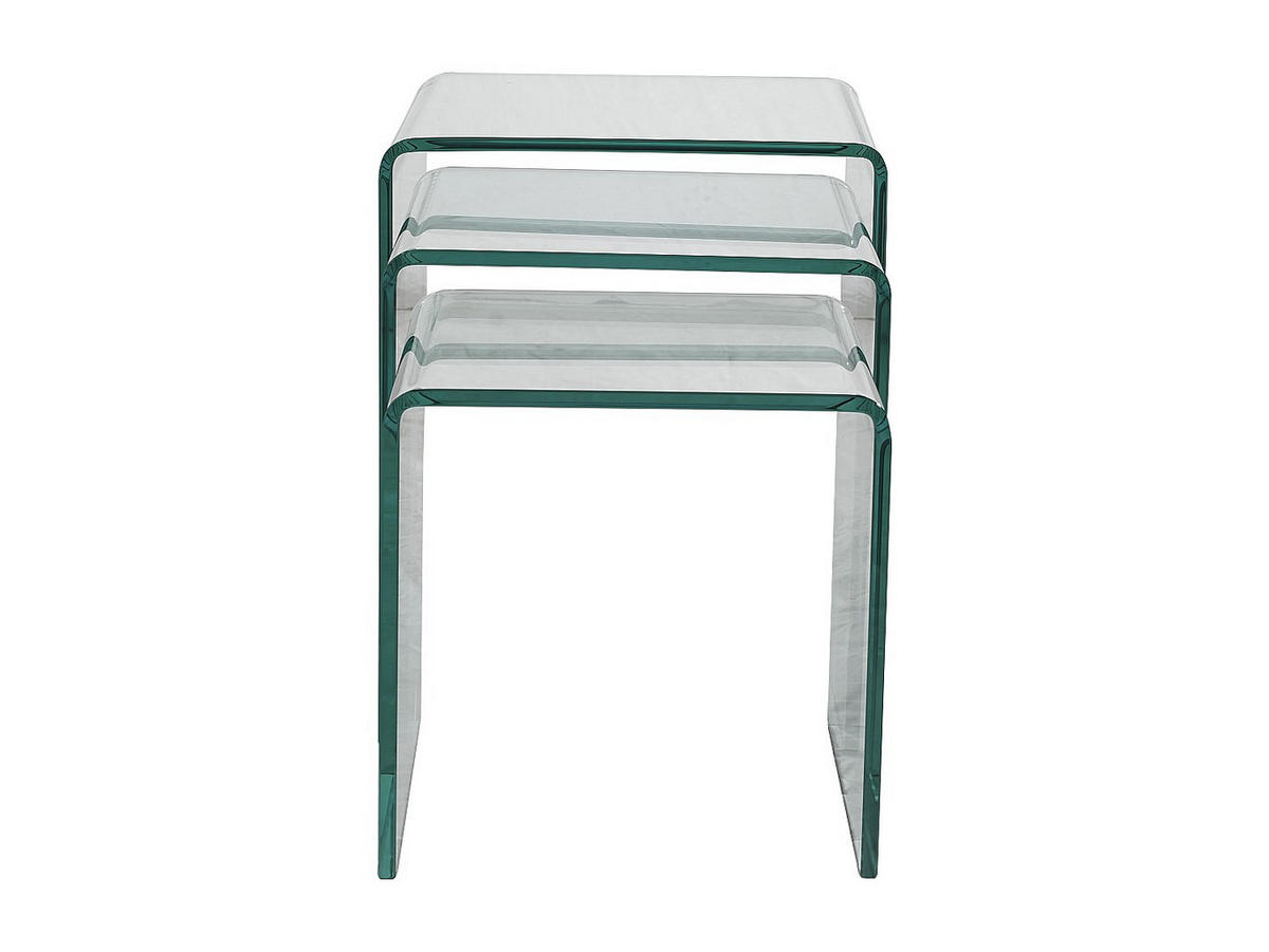 BEISTELLTISCH 3er-Set - gebogenes Glas - MINKA - Transparent, Glas (42/42/42cm) - Vente-Unique