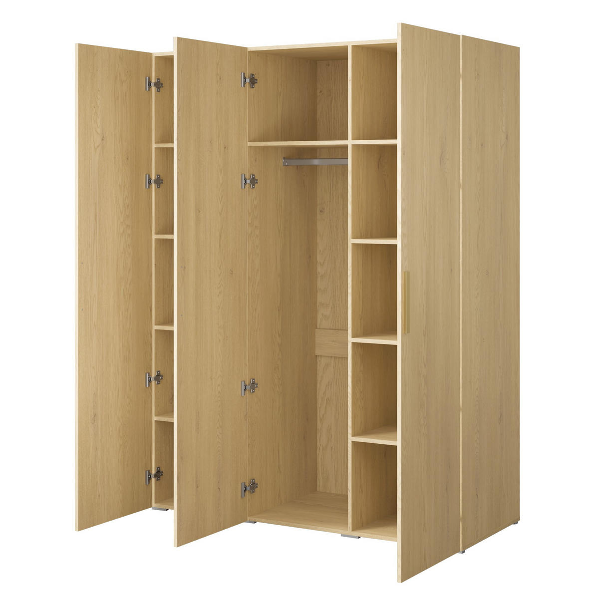 DREHTÜRENSCHRANK Napoli 3D 150 Eiche Cremona (schwarzer oder goldener Griff) - Eichefarben/Silberfarben, Holzwerkstoff/Kunststoff (150/35/60cm) - mzm24