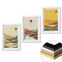 WANDBILDER 3er-Set - 20x30 cm Weißer Rahmen - Farbenfrohe Muster der Japandi-Flussberge - Weiß, Kunststoff (20/30cm) - ArtPrintCave