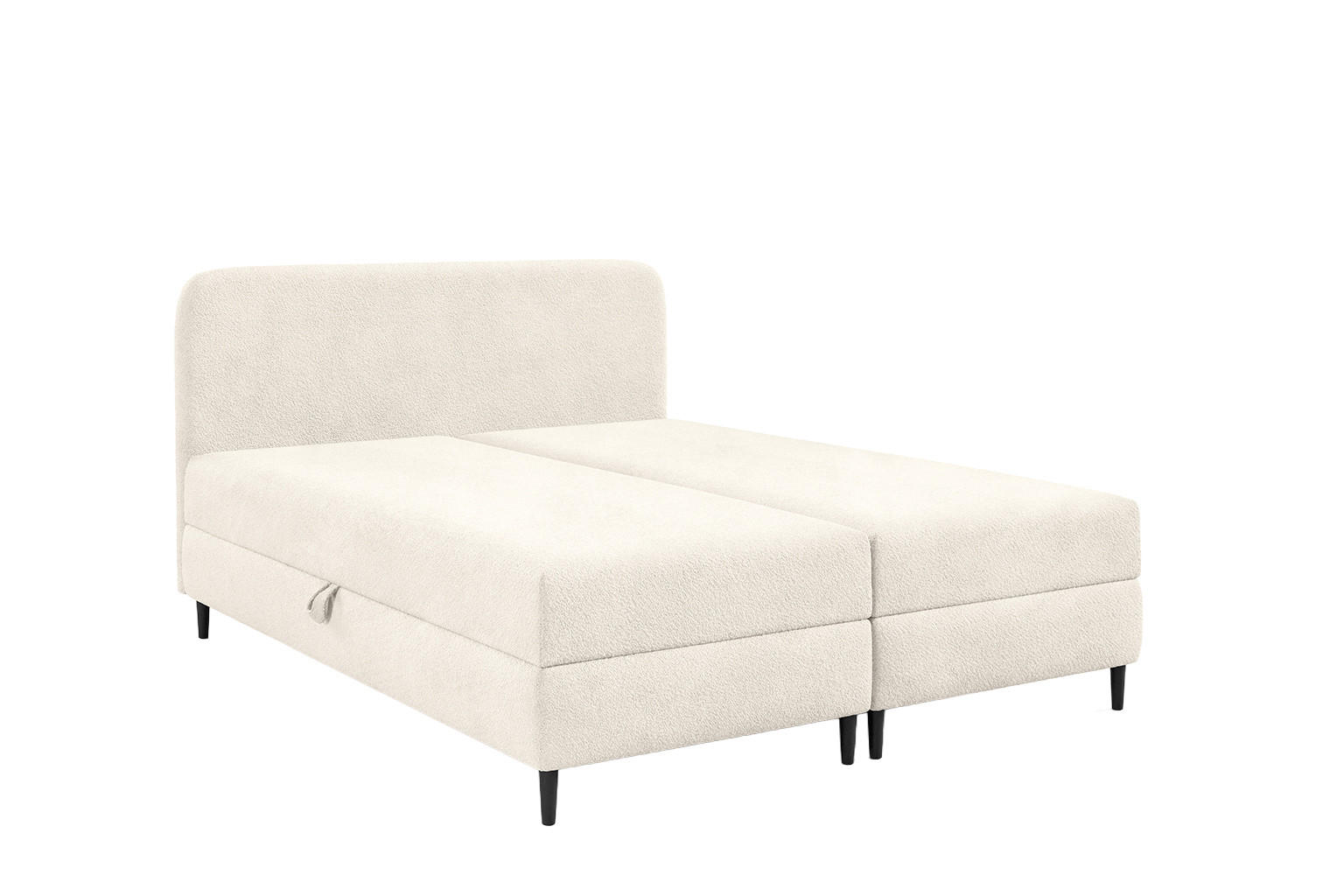 BOXBETT Mit Zwei Bettkasten, Bouclé-Stoff Lambi, Ecru, 180x200 cm, FUBU - Ecru, Holz (180/200cm) - Kaiser Möbel
