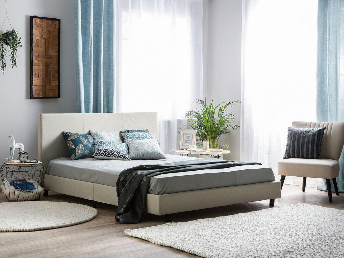 POLSTERBETT 180/200cm Beige Albi - Beige, Textil (180/200cm) - Beliani