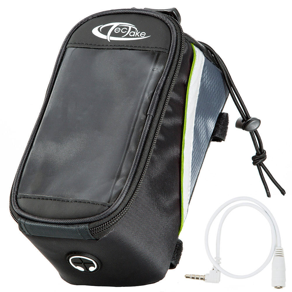 tectake Fahrradtasche, Schwarz, Grau, Grün 10x10.5x20.5 cm