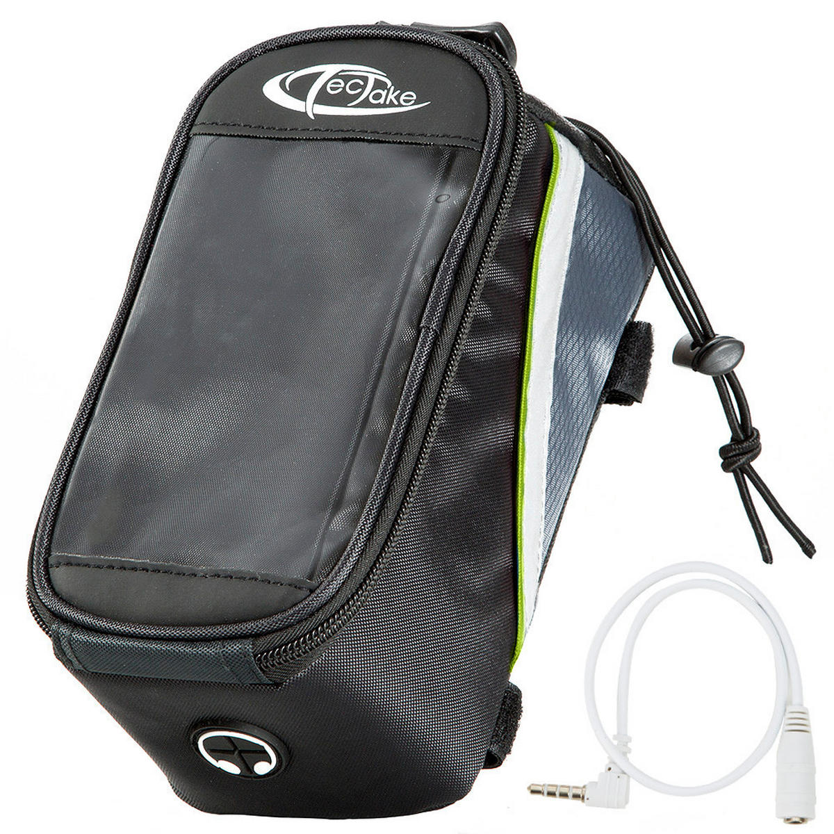 FAHRRADTASCHE, 20,5 x 10 x 10,5cm ,schwarz/grau/grün - Schwarz/Grau, Kunststoff (10/10.5/20.5cm) - tectake