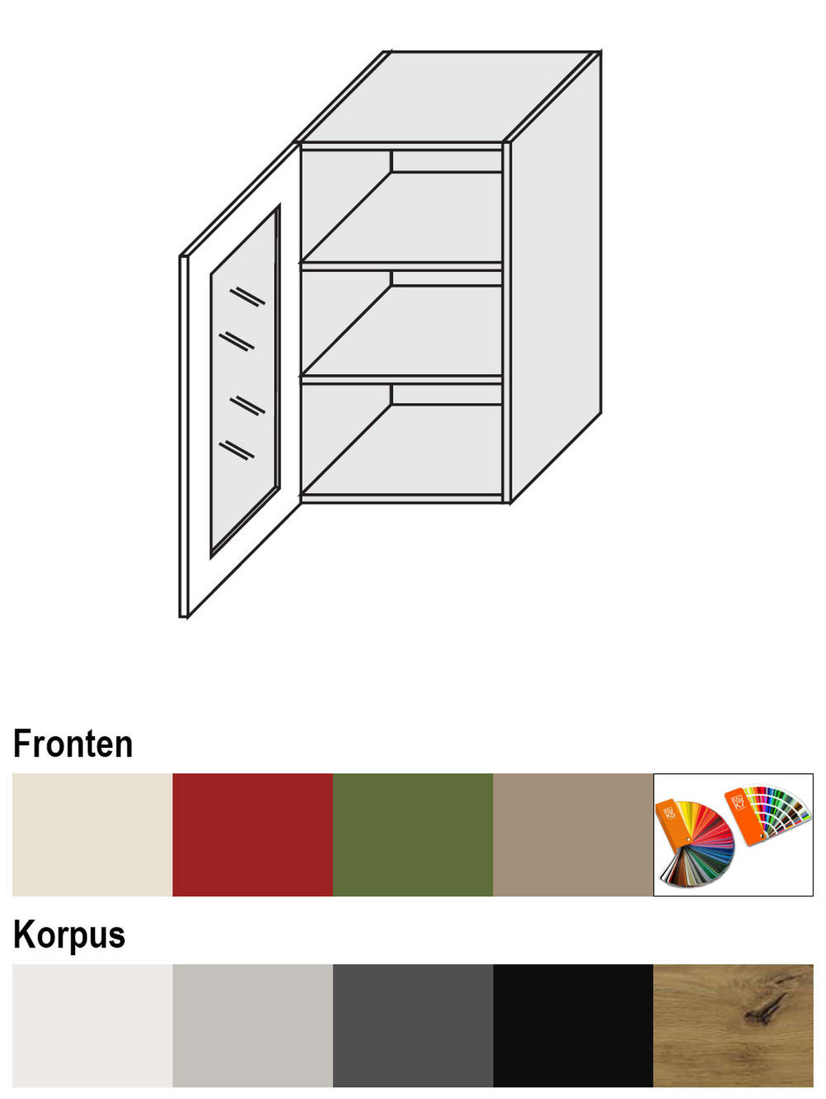 KÜCHENHÄNGESCHRANK Brerra W2S/45 Eiche Artisan / RAL 6025 farngrün Matt 45 / 32,5 / 72cm - Eiche Artisan/Grün, Holz/Holzwerkstoff (45/72/32.5cm) - Feldmann-Wohnen