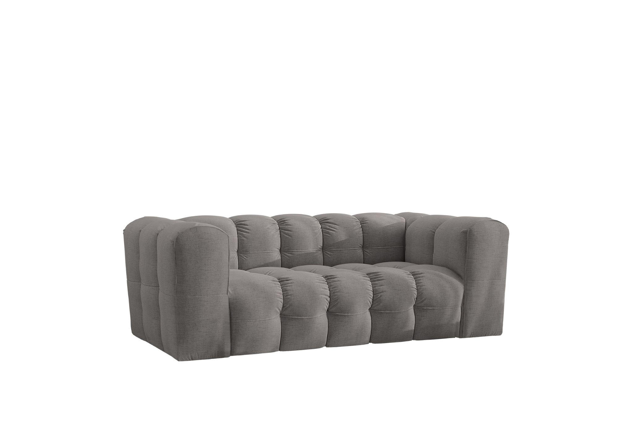 SOFA 2-Sitzer, Komfort, BALOO, Stoff Schenille, Grau - Grau, Holz (196/75/106cm) - Kaiser Möbel