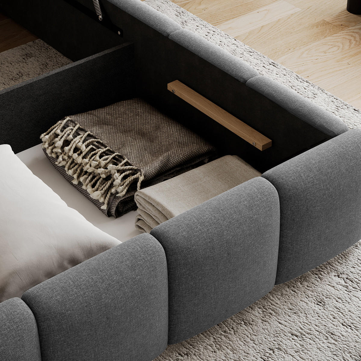 BOXSPRING POSTEL 160/200 Klaus Tmavě šedá - šedá, dřevo (160/200cm) - Petits-meubles