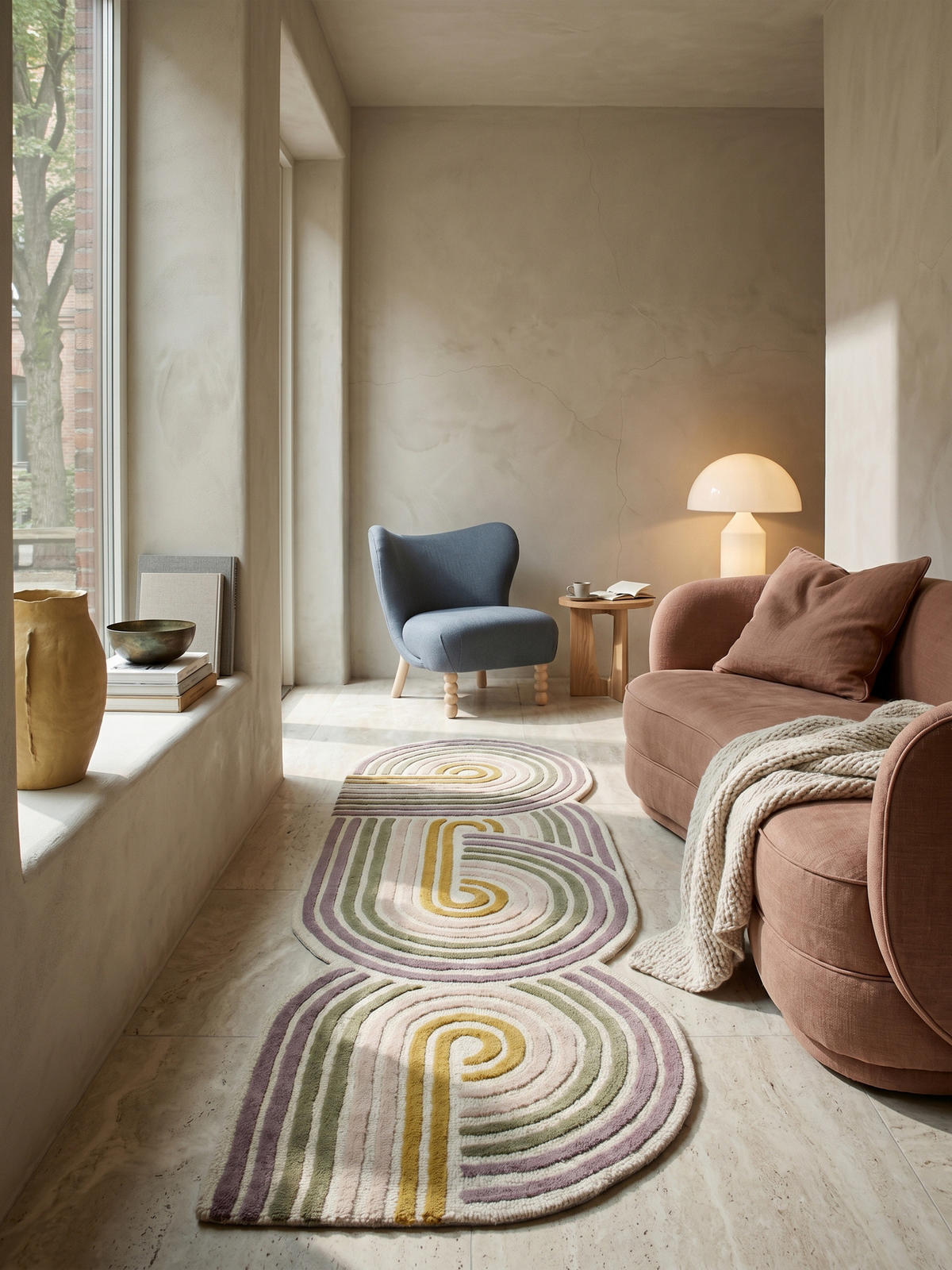WOLLTEPPICH SOAR, abstrakt, Grün, 80 x 300 cm - Beige, Textil (80/300cm) - KADIMA DESIGN