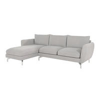 ECKSOFA Elou Silber Microfaser - Chromfarben/Silberfarben, Holz/Textil (261/167cm) - S-Style Möbel