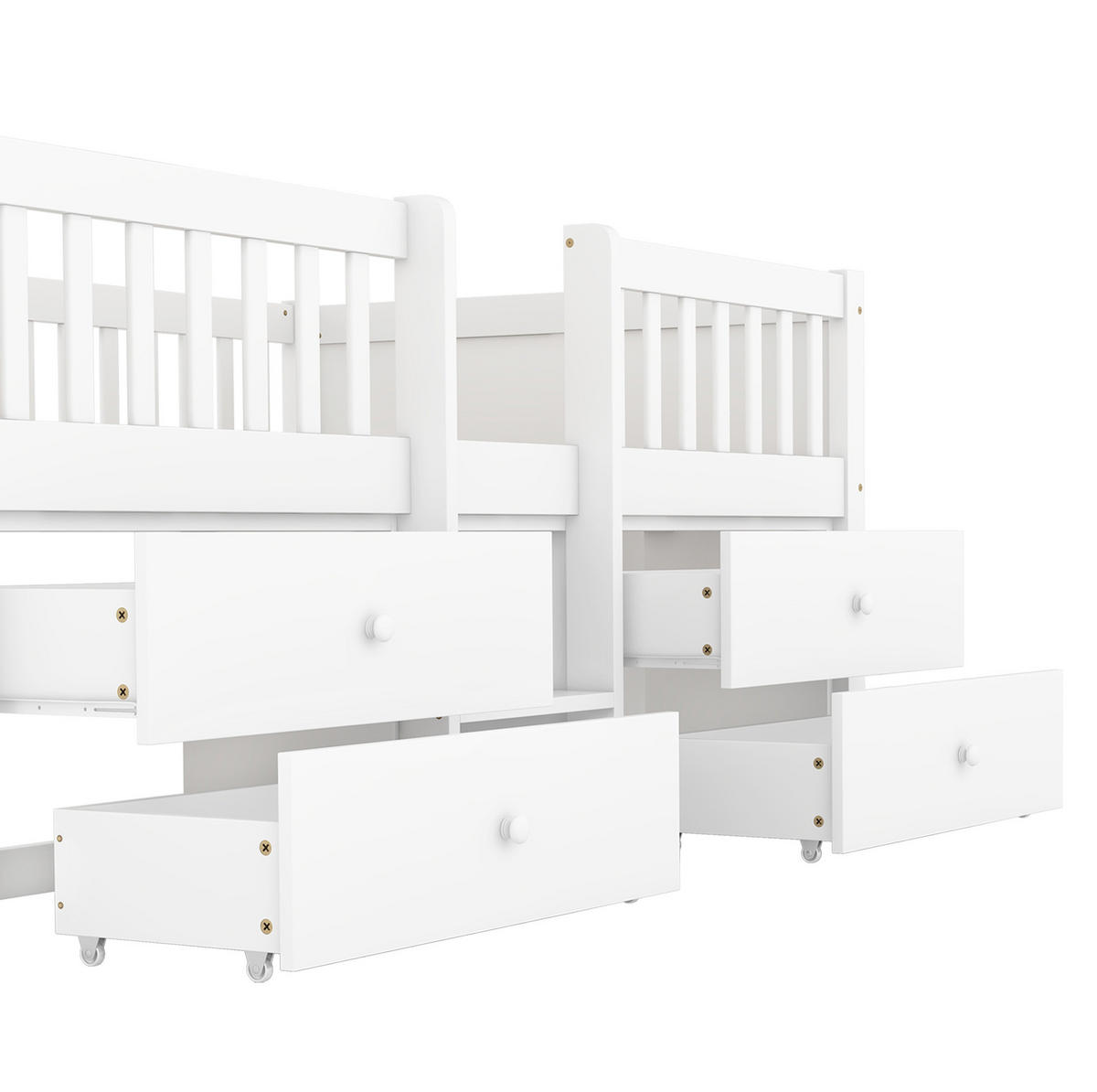 VISOKA postelja 90/200 cm bela s 4 predali, lestvijo in varovalom iz bora in MDF - bela, les (90/200cm) - OKWISH