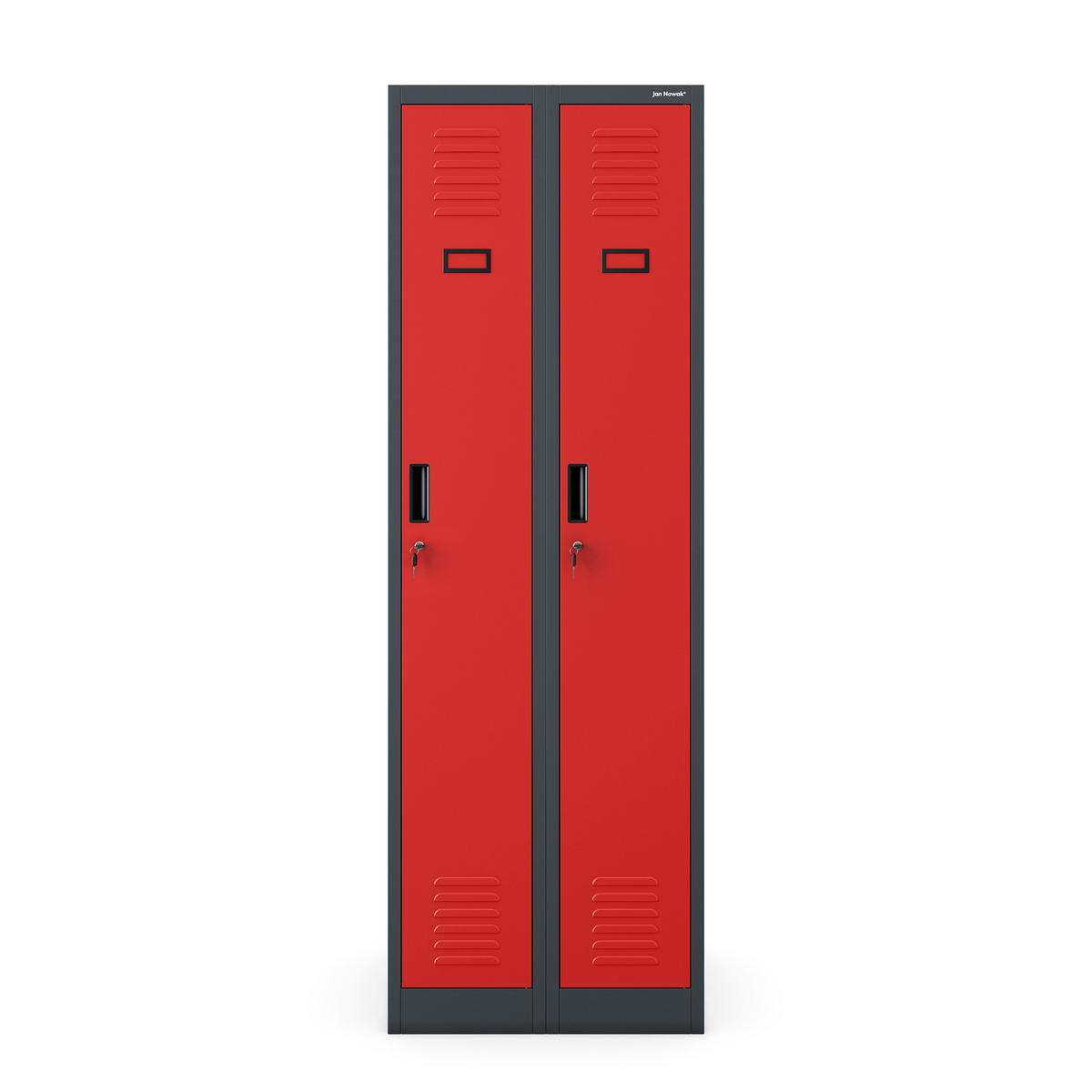ZWEIFACH-PERSONALSCHRANK KACPER II 180x60x50 cm - Anthrazit/Rot, Metall (60/180/50cm) - Jan Nowak