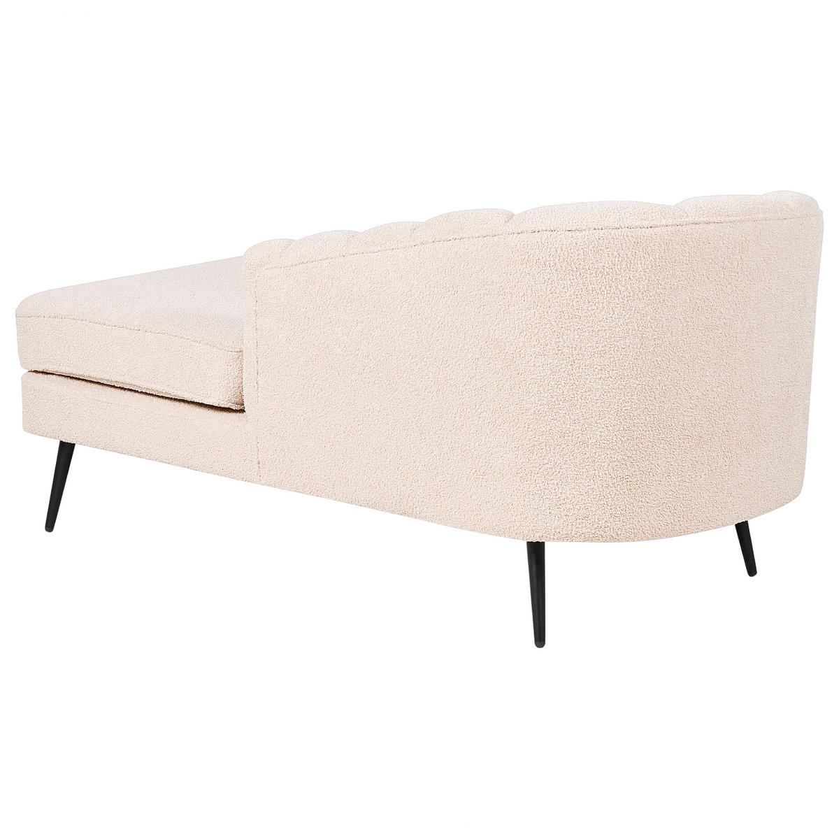 CHAISELONGUE Bouclé hellbeige linksseitig Allier - Beige/Schwarz, Textil (150/75/76cm) - Beliani