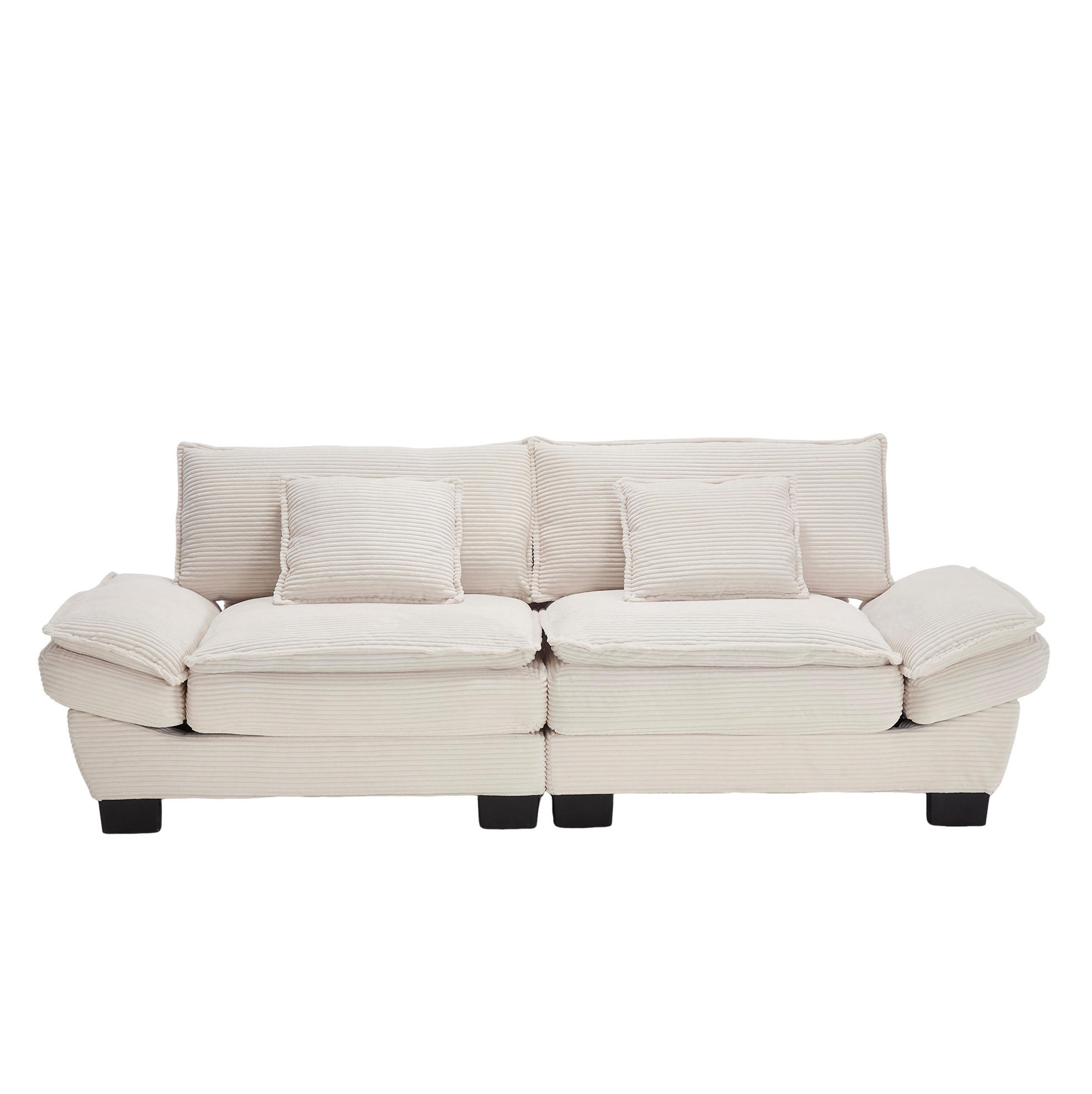 SOFA 2-Sitzer mit Kissen aus Velvet Beige 224/81/81 cm - Beige, Textil (224/81/81cm) - OKWISH