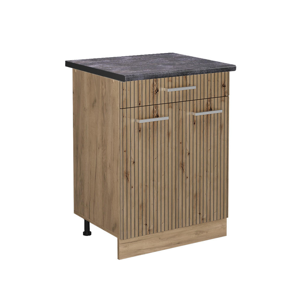 KÜCHENUNTERSCHRANK R-Line Artisan-Eiche 60 cm mit Schublade AP Anthrazit - Honigeiche/Eiche Wotan, Holzwerkstoff (60/81.6/60cm) - Vicco