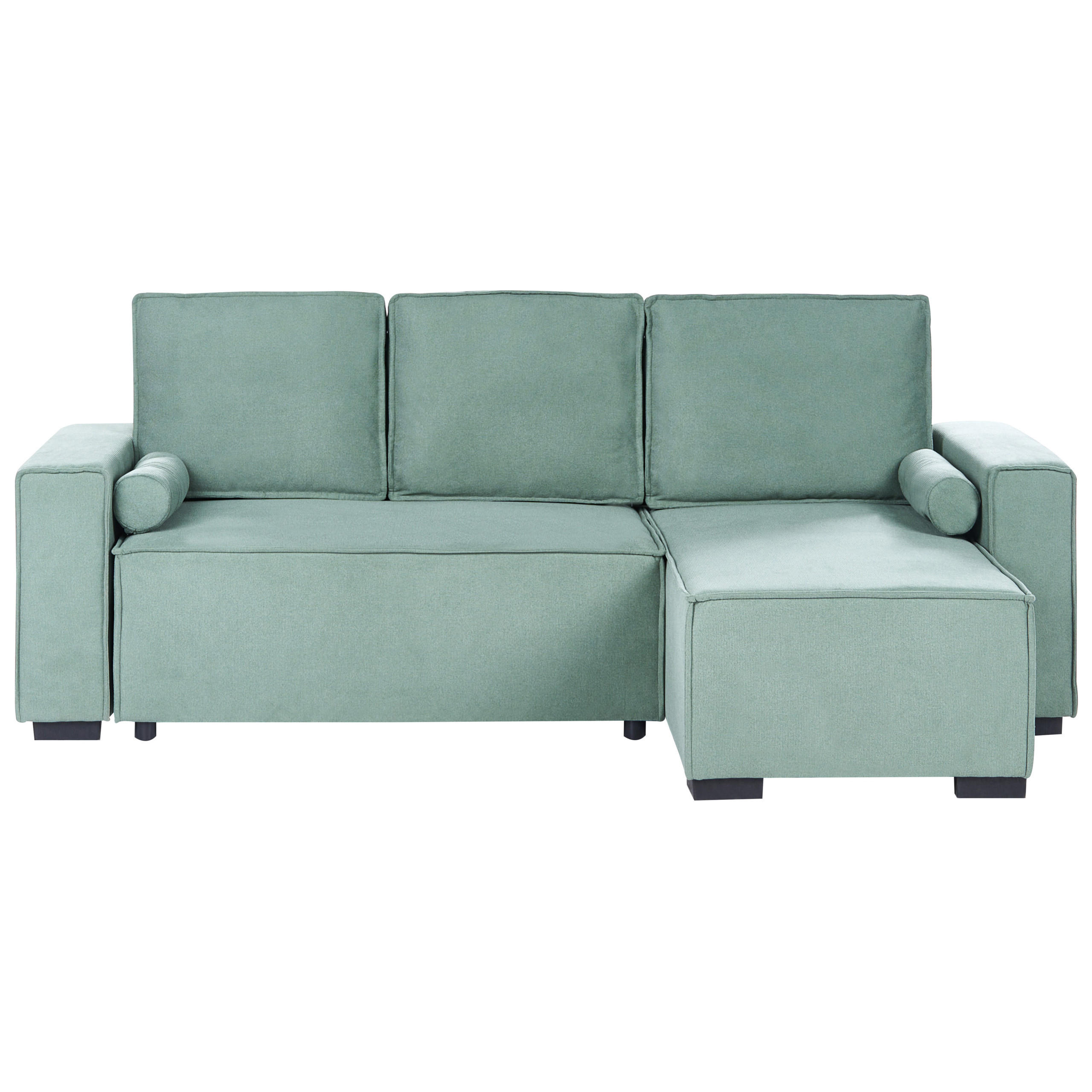 ROZKLÁDACÍ ROHOVÁ POHOVKA 3-místná Látka Světle zelená s úložným prostorem levostranná Edane - světle zelená, textil (232/150cm) - Beliani