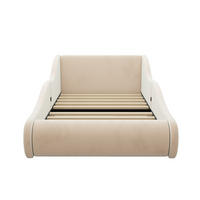 POLSTERBETT 90/200 cm Beige mit hohem Kopfteil und Seitenschutzgittern - Beige, Textil/Metall (90/200cm) - Oxeza