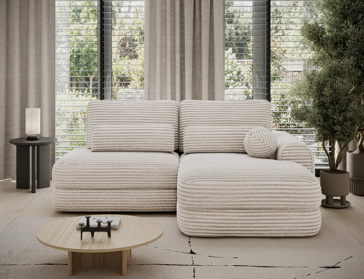 ECKSOFA RIPELI L-Form mit Schlaffunktion & Bettkasten – Modernes 3-Sitzer Sofa, Wellenfederung, 217 × 175 cm - Schwarz/Weiß, Kunststoff (175/217cm) - Wohnideebilder
