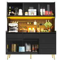 HOCHSCHRANK LED App 145x39x171Cm Lochwand Schwarz - Schwarz, Glas (145/171/39cm) - FLIEKS