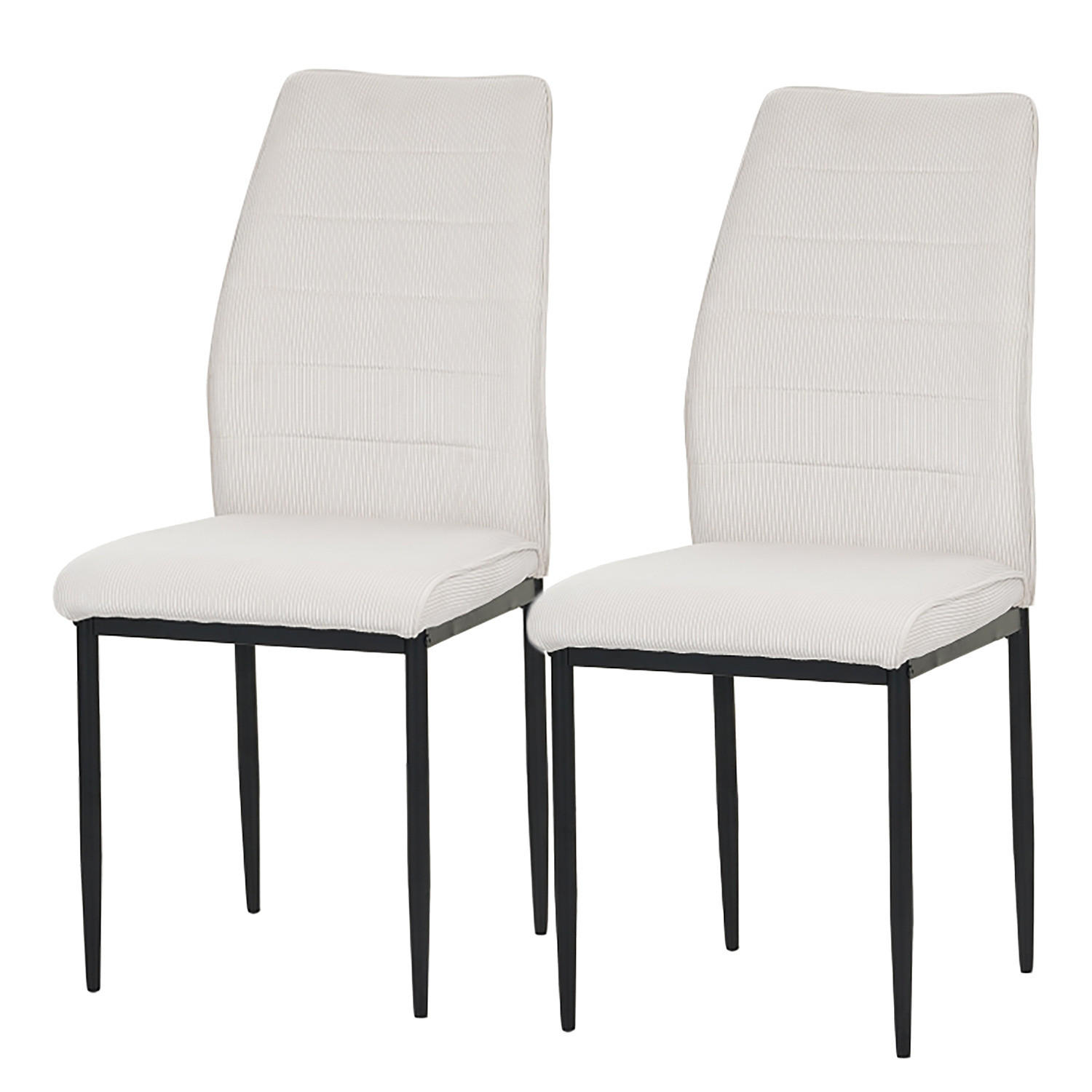 POLSTERSTUHL - 2er-Set - Cord / Eisen - Beige, Textil/Metall (44/96/58cm) - home24