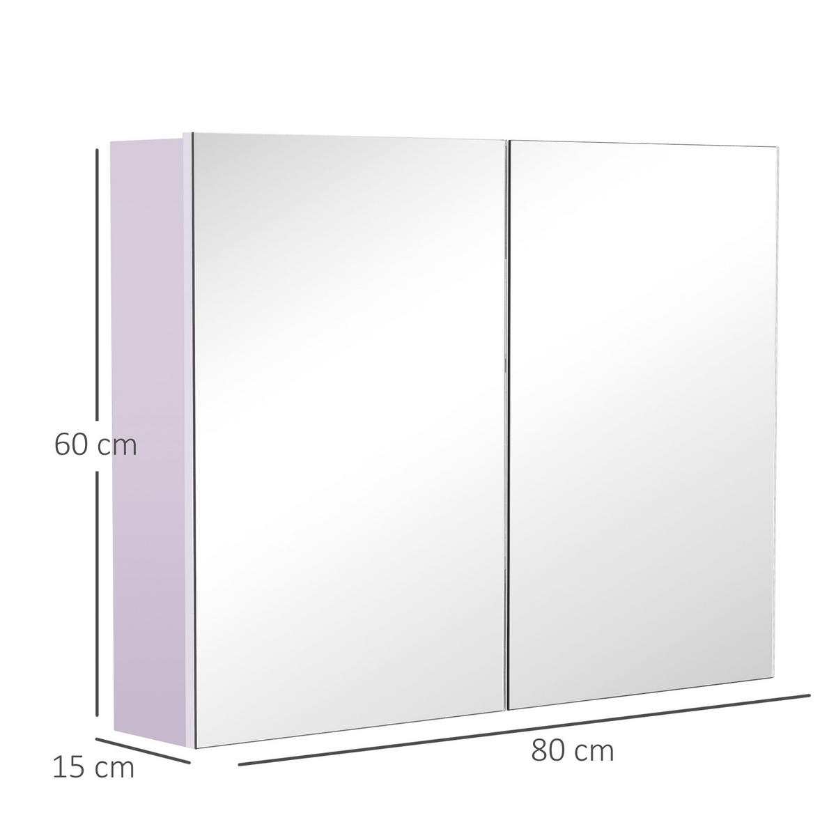 SPIEGELSCHRANK Weiß 60/15/76 cm - Grau, Holz (80/15/15cm) - PANGIVO