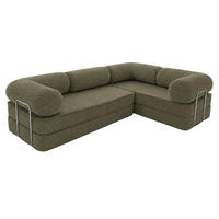ECKSOFA Cord 300 x 200 cm Khaki mit Schlaffunktion - Grün, Textil (300/200cm) - SURB