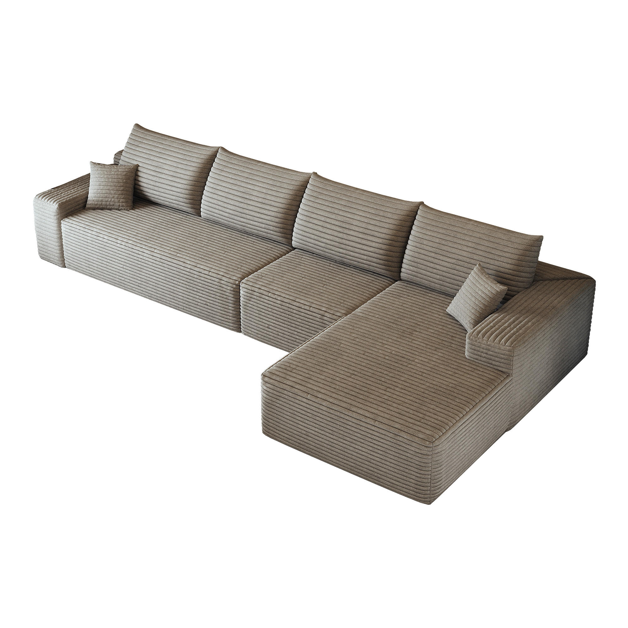 ECKSOFA DE-34857 3-Sitzer Chaiselongue rechts Camel - Sandfarben, Textil (175/270cm) - ComfortXL
