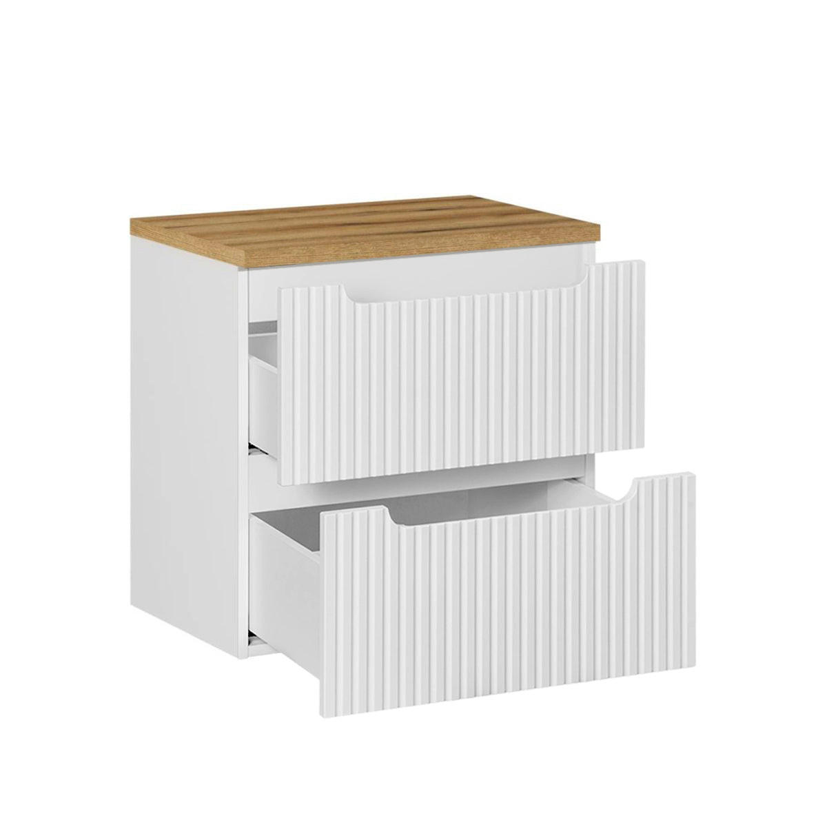 WASCHTISCHUNTERSCHRANK 60.4cm Riva Weiß und Holz - Weiß, Holzwerkstoff (60.4/59/40cm) - Petits-meubles