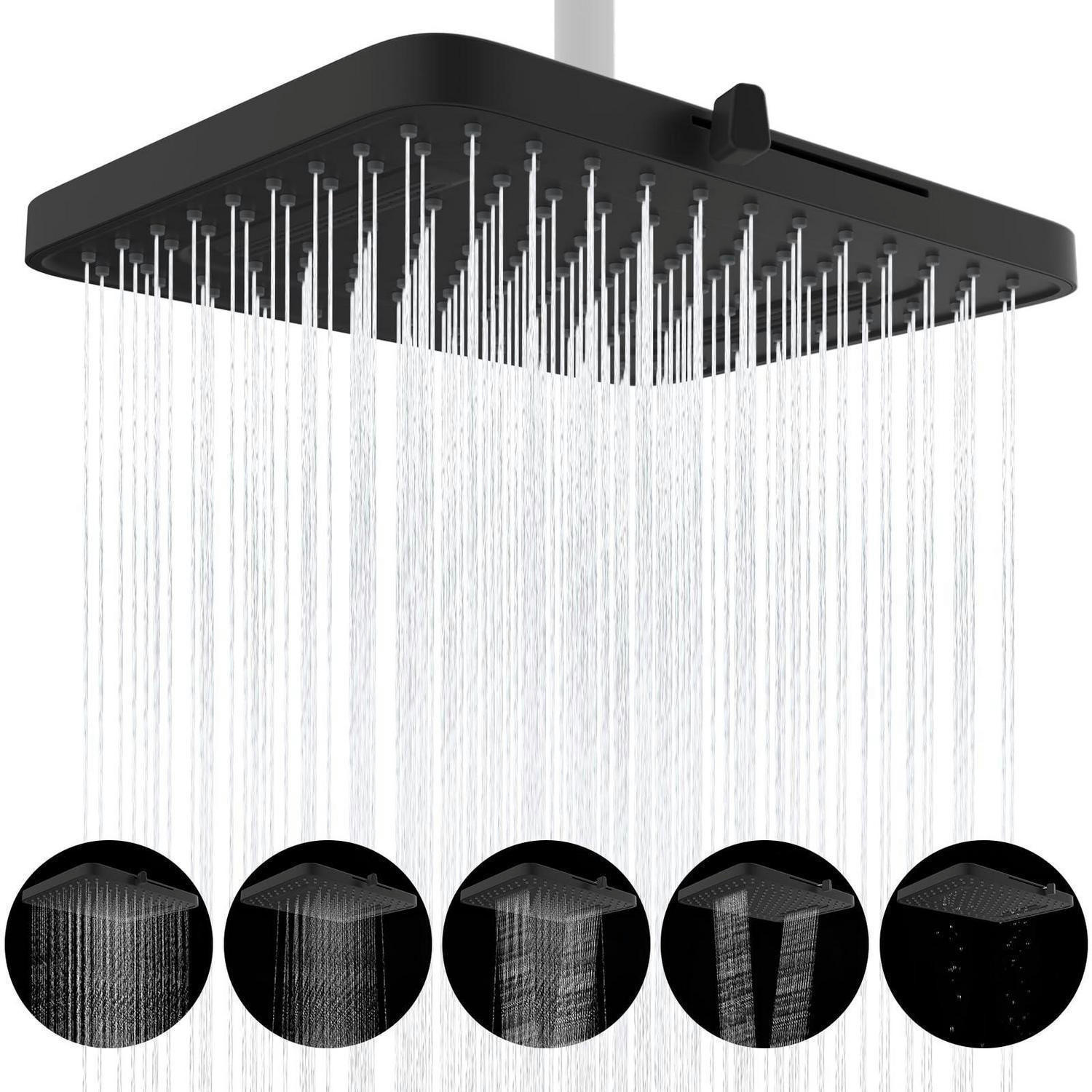 EINBAUDUSCHKOPF 13 Zoll Schwarz 5 Funktionen - Schwarz, Metall (25/12.7/33cm)