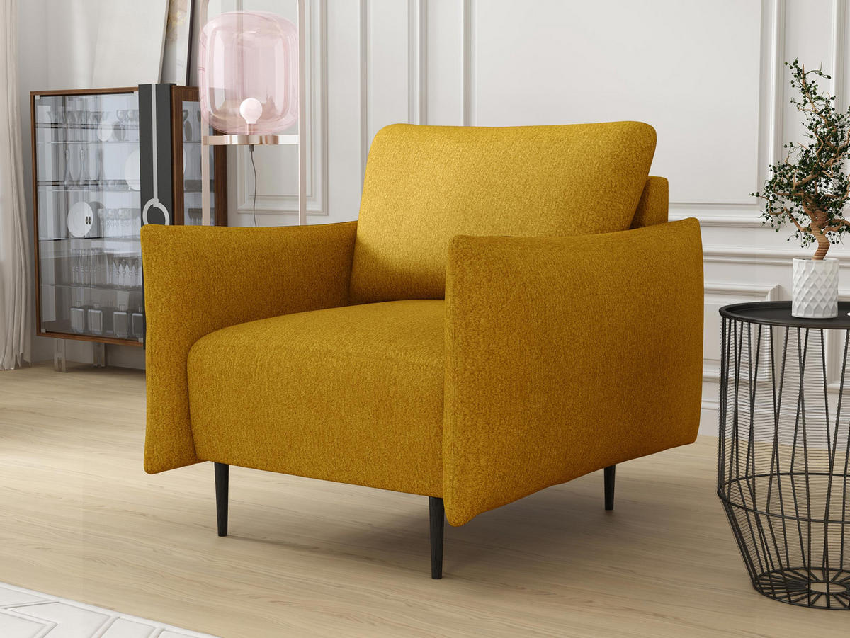 SESSEL Lambi - Gelb/Schwarz, Holz/Textil (98/85/90cm) - MIRJAN24