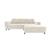 ECKSOFA Massimo Cordstoff Creme inkl. Schlaffunktion Rechts - Creme/Schwarz, Textil/Metall (246/177cm) - 99rooms