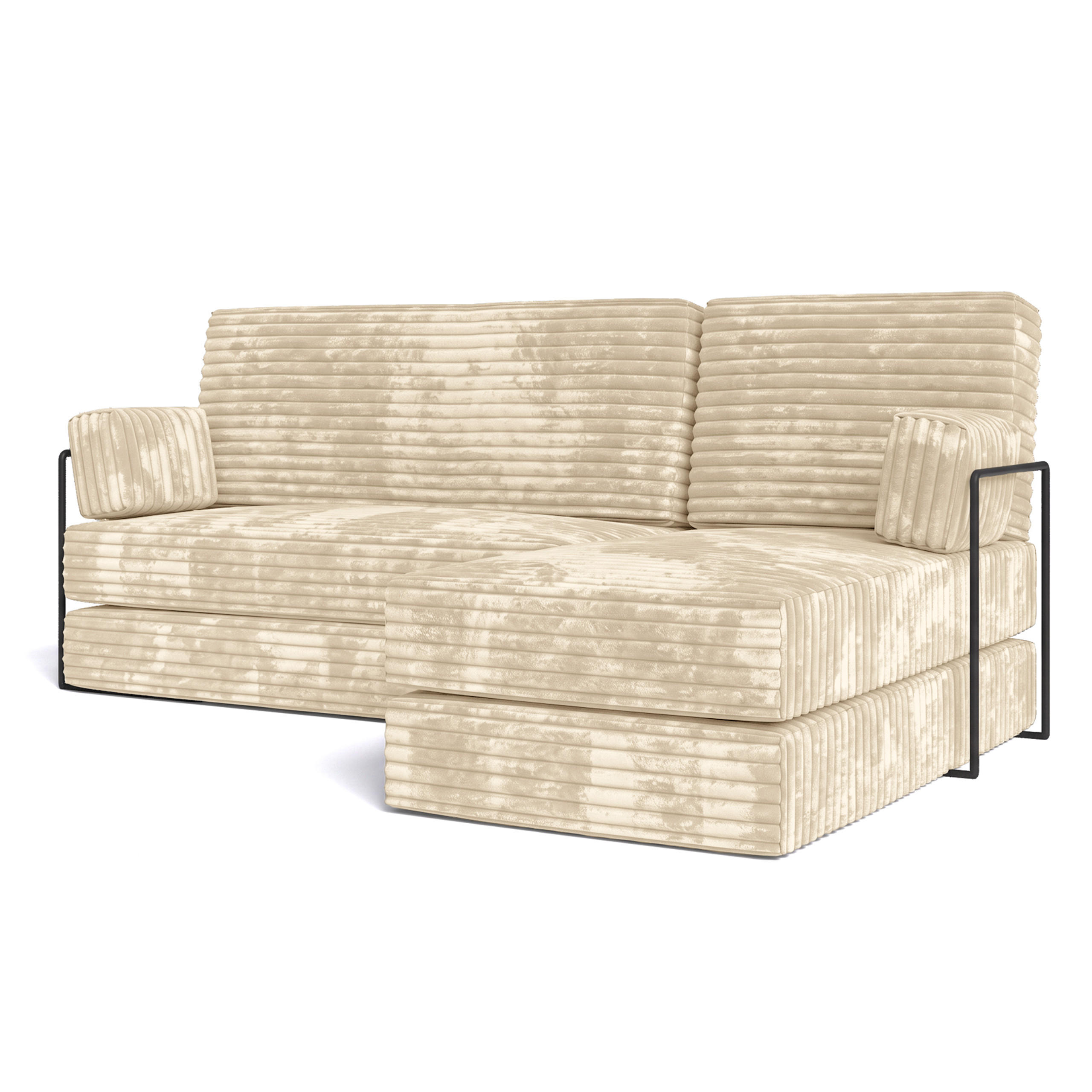 ROHOVÁ SEDAČKA NOTIA modulární Boneless pohovka s funkcí spaní, krémová TILIA 03 - krémová, textil (200/120cm) - MASSENO