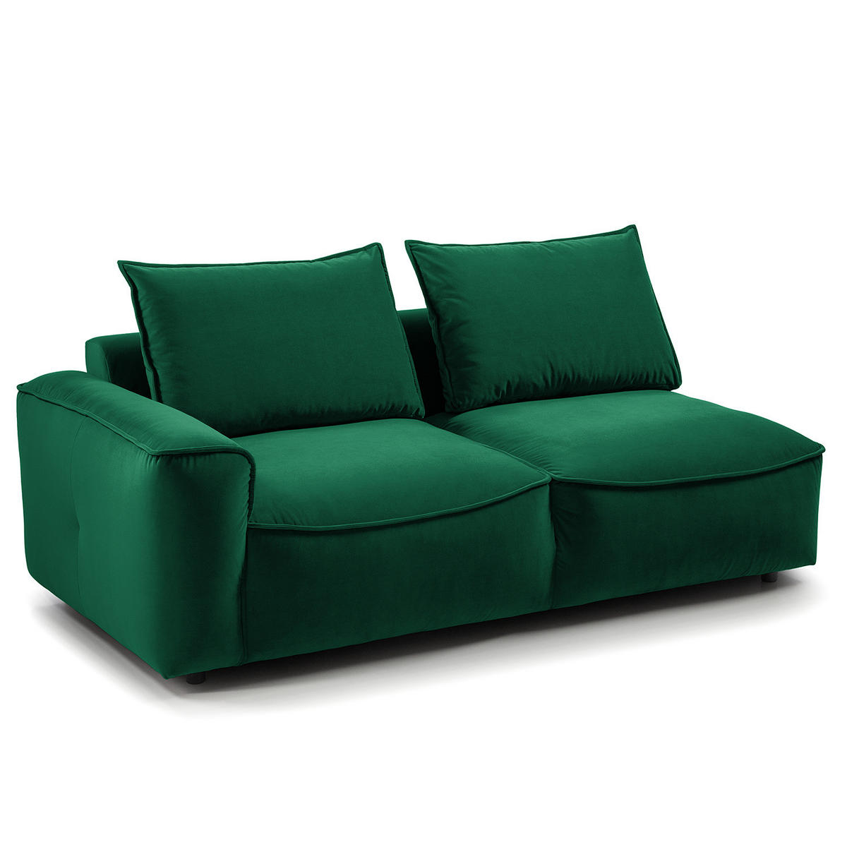 2,5-SITZER SOFA - modular - Dunkelgrün/Schwarz, Holz/Kunststoff (189/80/99cm) - home24