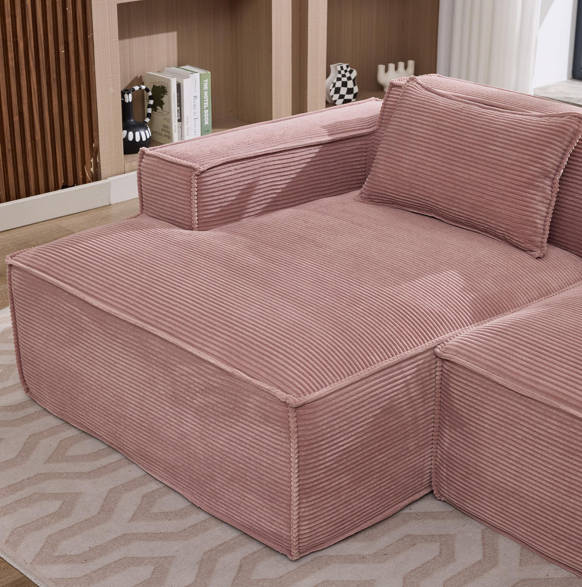 SOFA kompakt 235 cm Polyester Baby Pink - Pink, Textil (129/235cm) - Meubliv