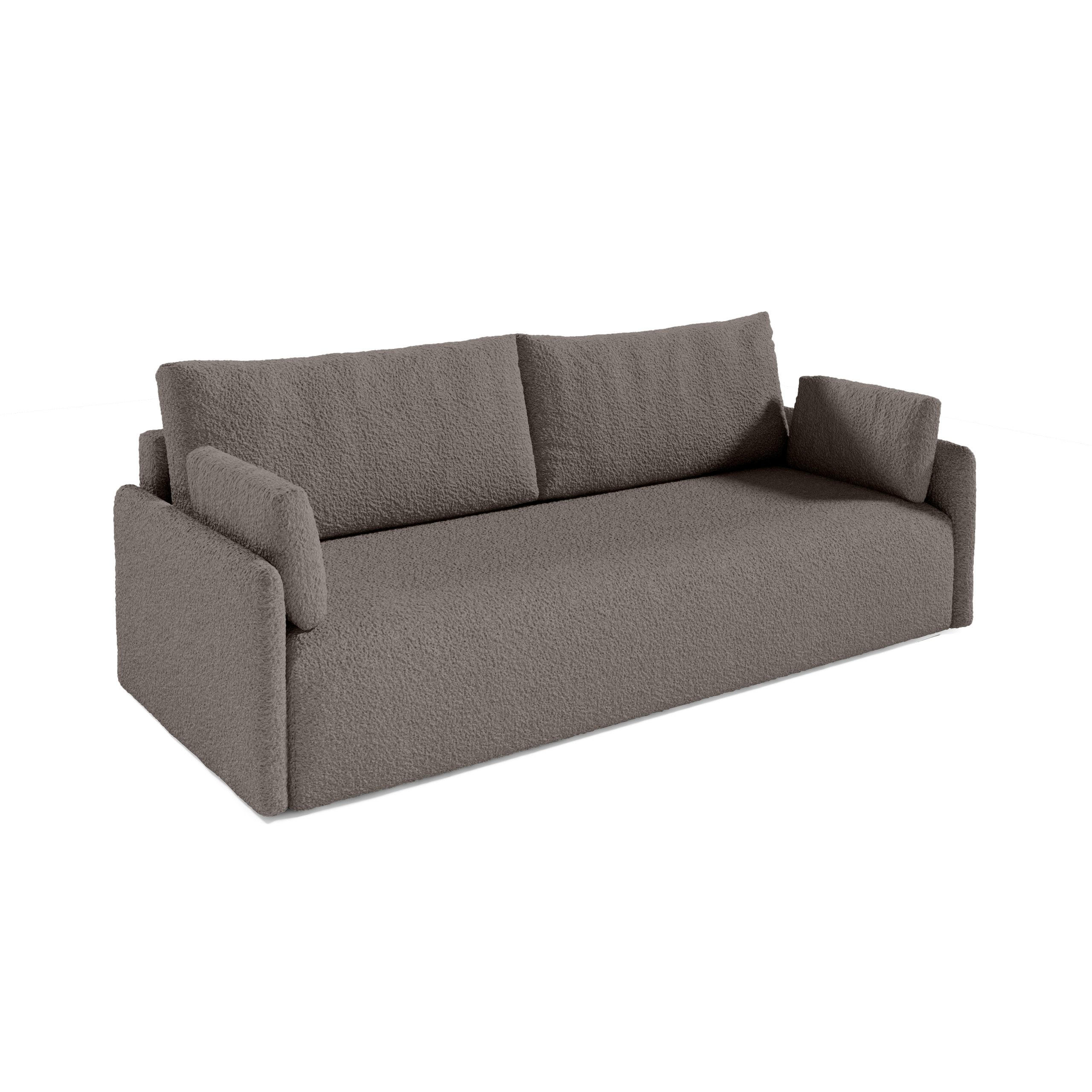 SOFA aus Bouclé-Stoff Femmo 4 Sitzer, Dunkelbraun - Dunkelbraun, Textil (86/91/205cm) - Fedve